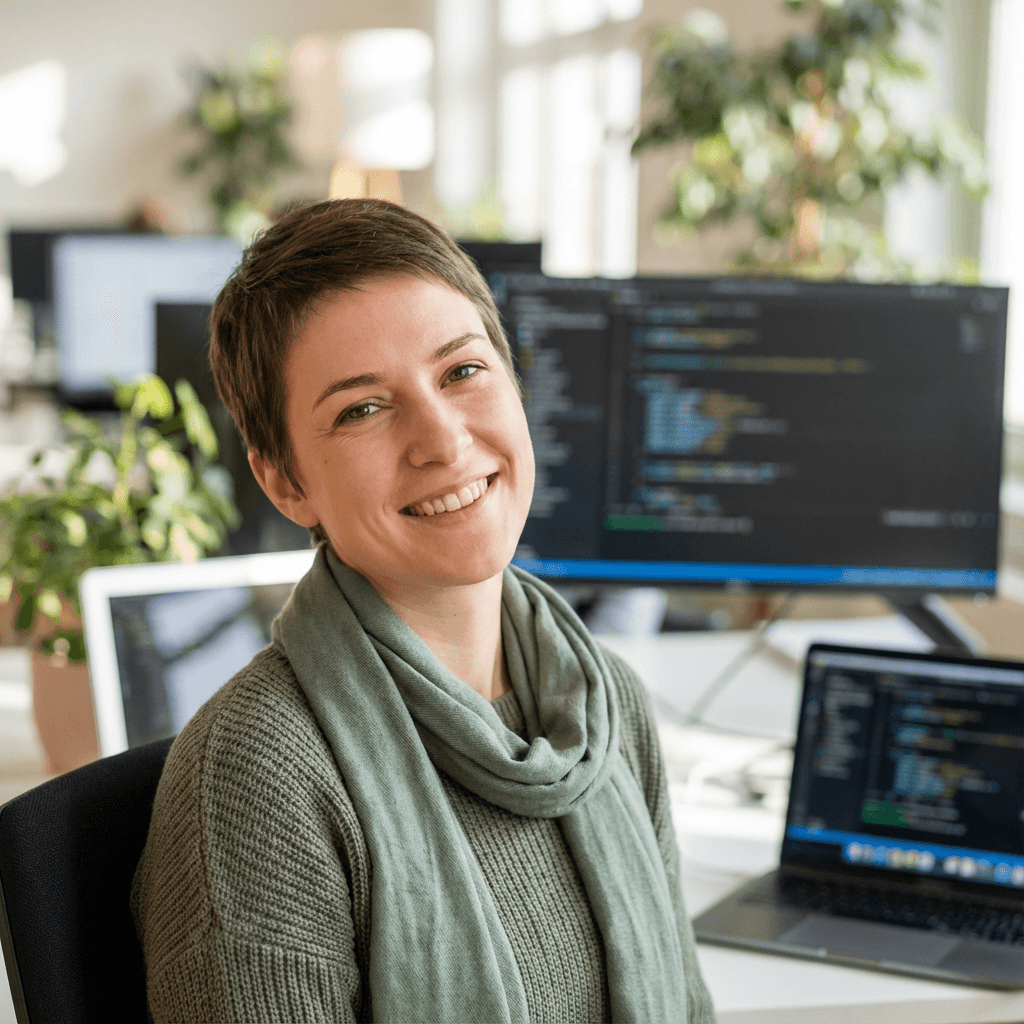 Professional woman in a bright office space
