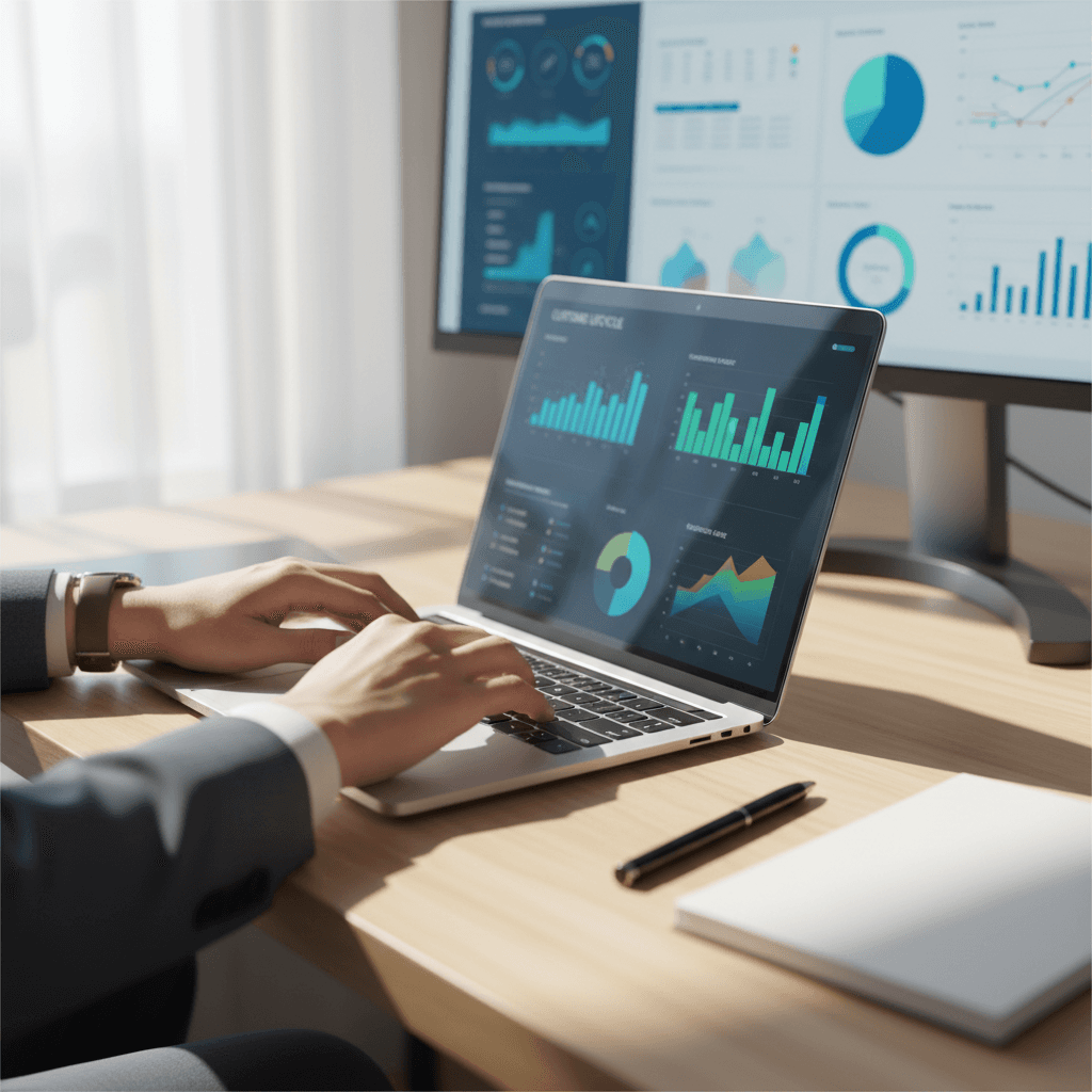 Analyst reviewing market data on a laptop